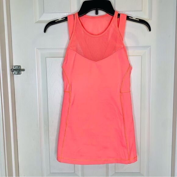Lululemon running in the city tank mesh panels double strap grapefruit Size 4 - Picture 1 of 7